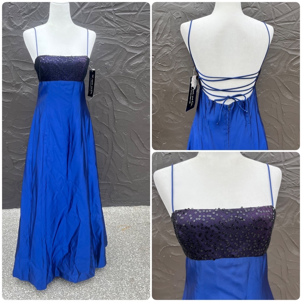Vintage Y2K corset back prom maxi dress blue Morgan and Co. by Linda Bernell 11